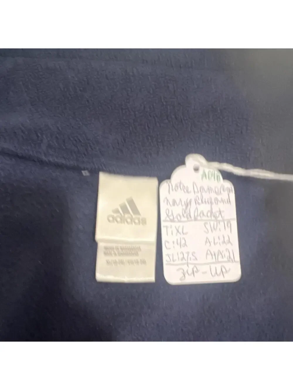 Adidas Boy's Notre Dame Navy Blue Full Zip Collared Sweater XL
